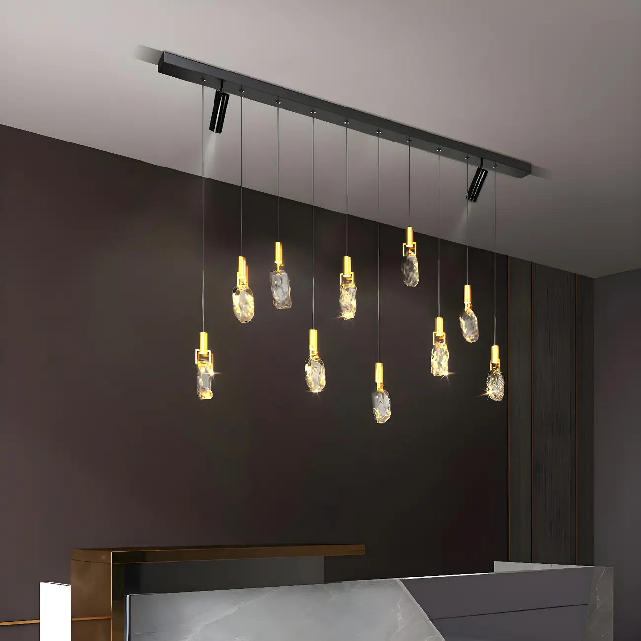 Modern Adjustable Crystal Linear Pendant Light  Image - 1 | homeyfad