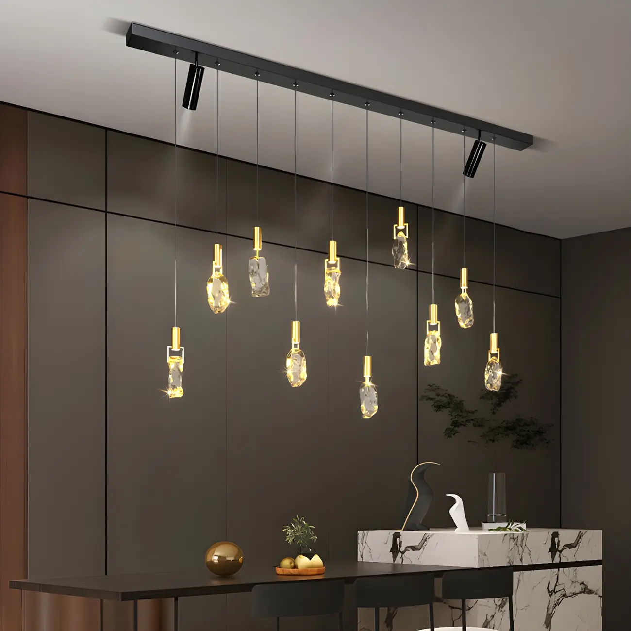 Modern Adjustable Crystal Linear Pendant Light  Image - 2 | homeyfad