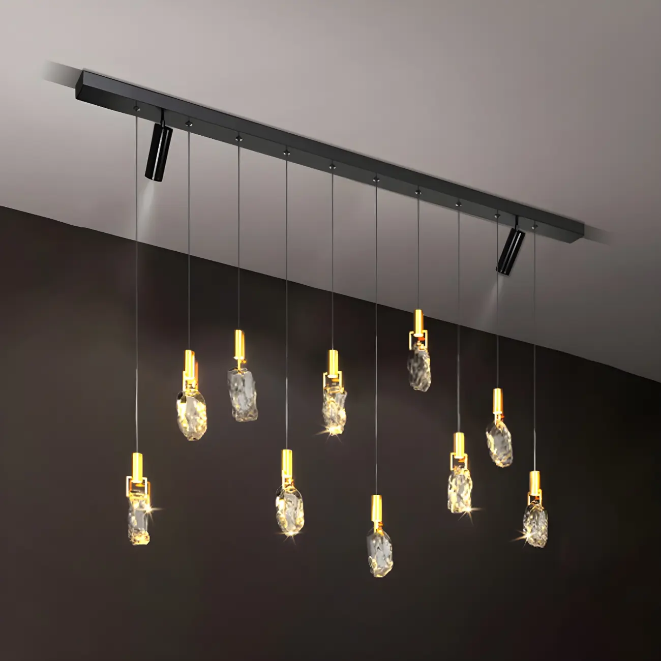 Modern Adjustable Crystal Linear Pendant Light  Image - 7 | homeyfad