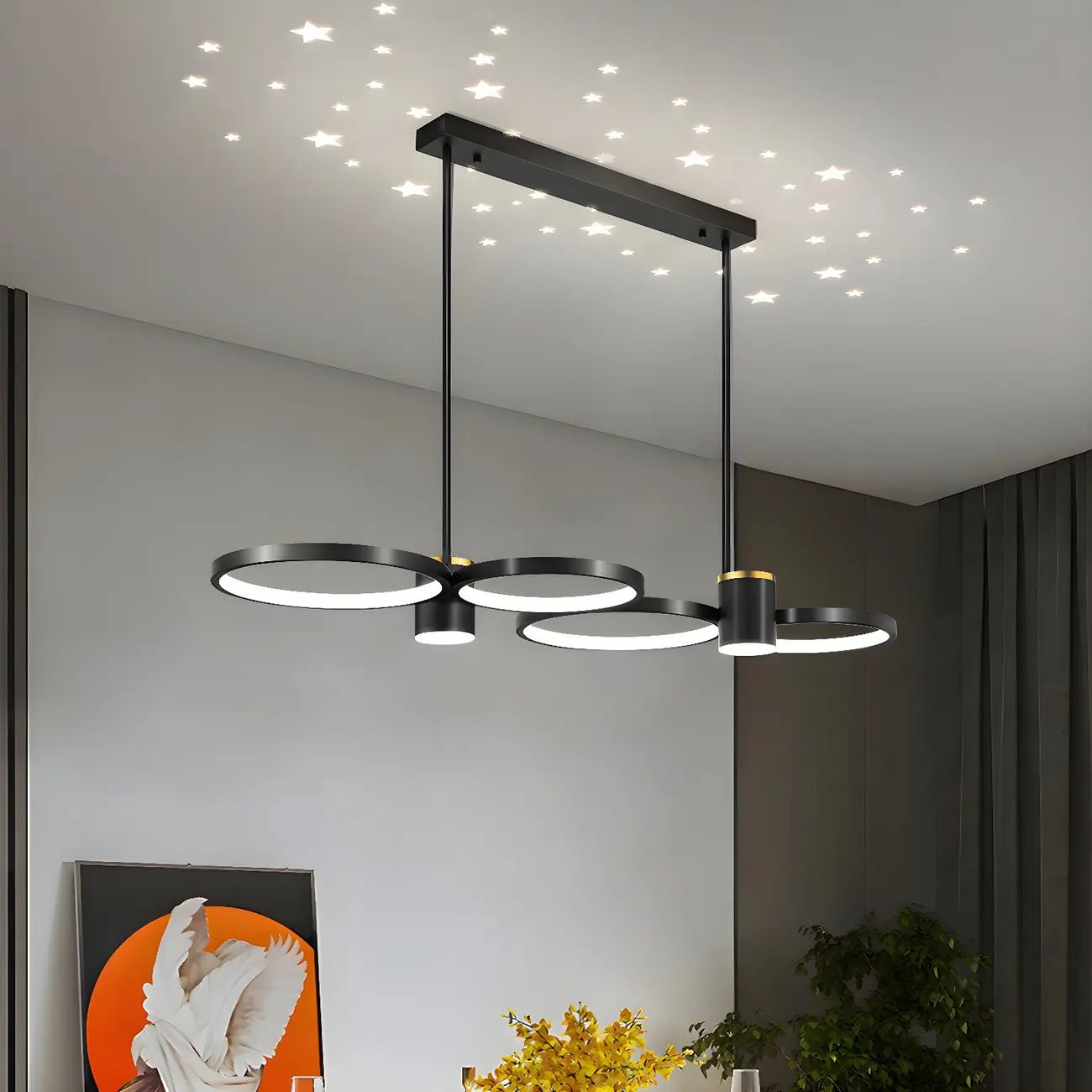 Modern Black Ring Dimming Pendant Light Image - 1 | homeyfad