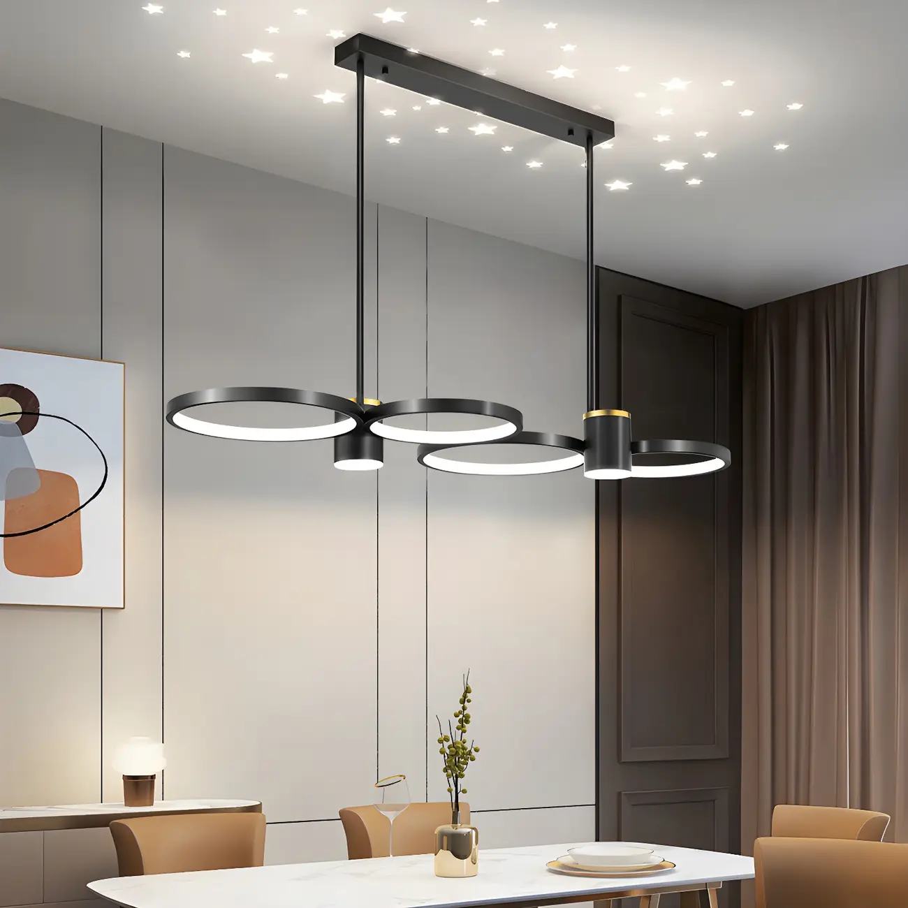 Modern Black Ring Dimming Pendant Light Image - 12 | homeyfad