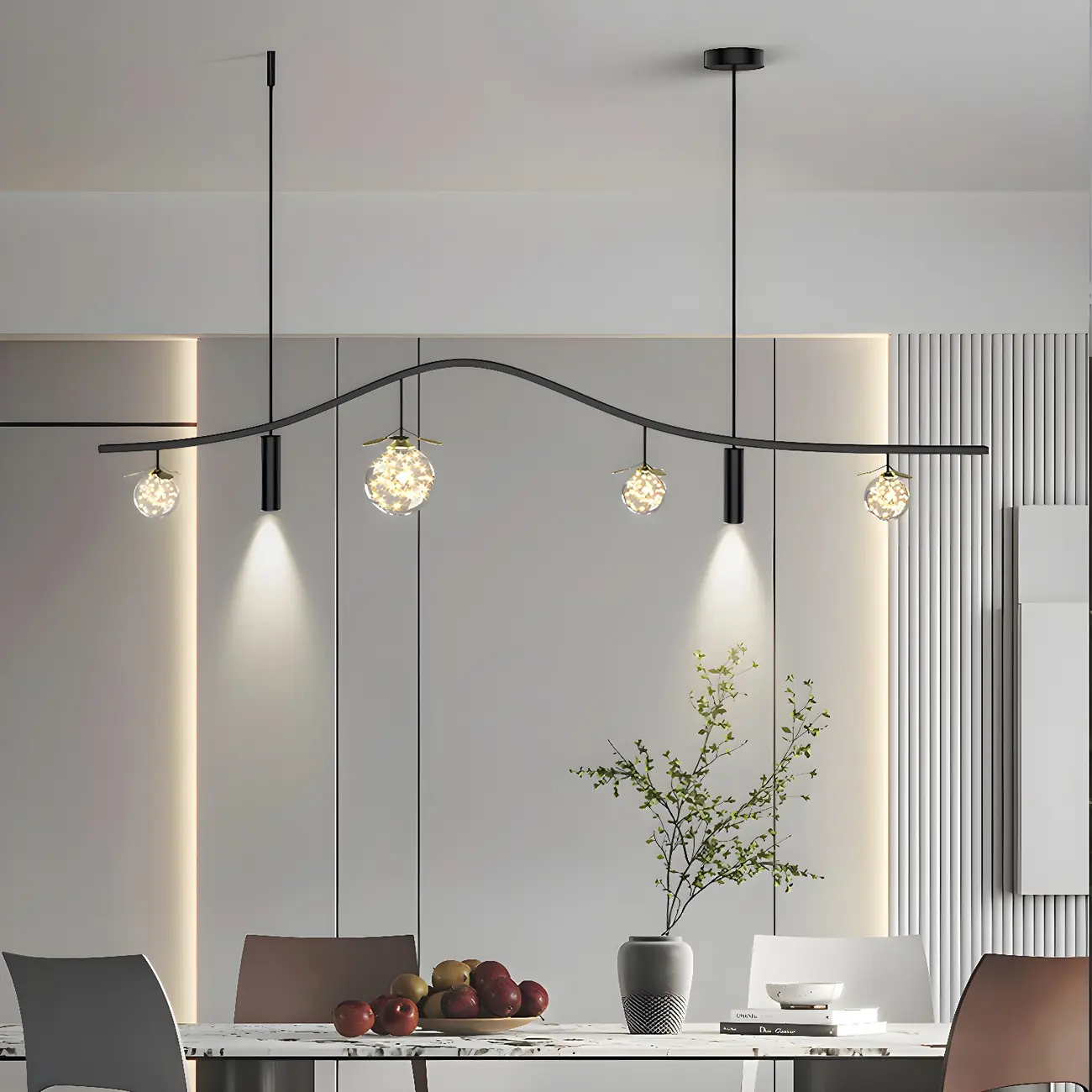 6-Light Modern Sleek Globe Island Chandelier Image - 1 | homeyfad