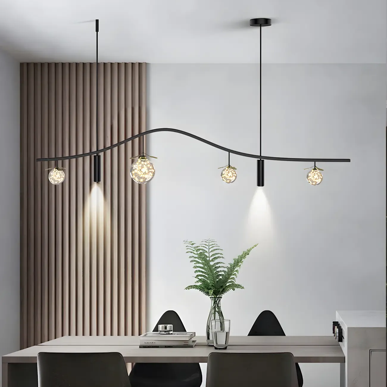 6-Light Modern Sleek Globe Island Chandelier Image - 2