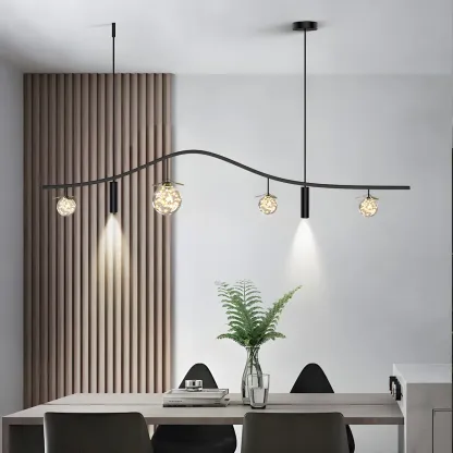 6-Light Modern Sleek Globe Island Chandelier Image - 2