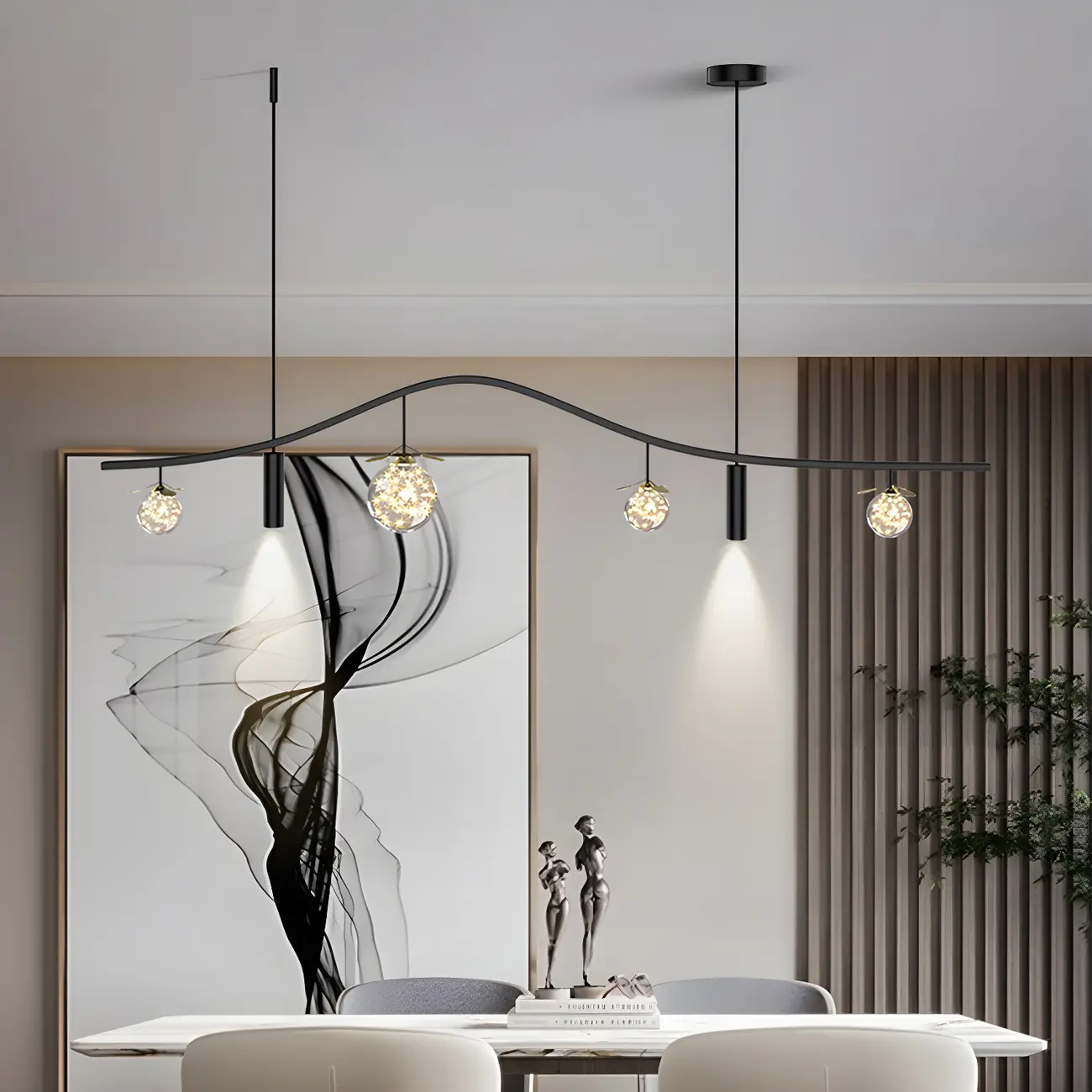 6-Light Modern Sleek Globe Island Chandelier Image - 3 | homeyfad
