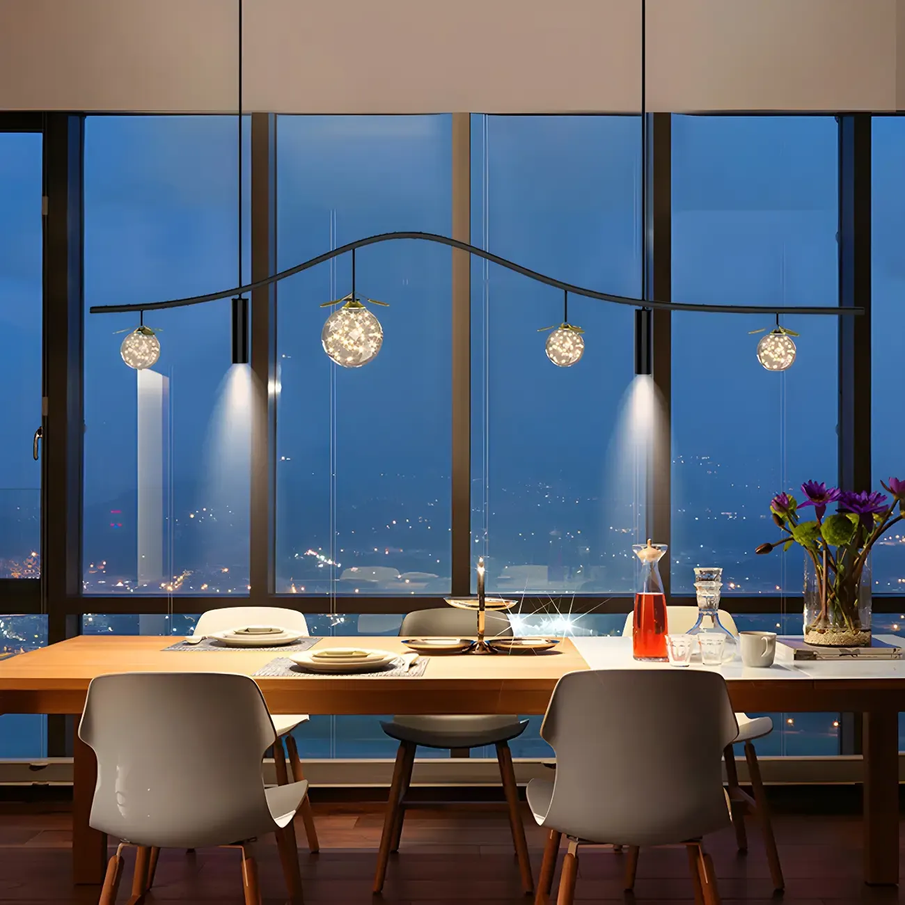 6-Light Modern Sleek Globe Island Chandelier Image - 13