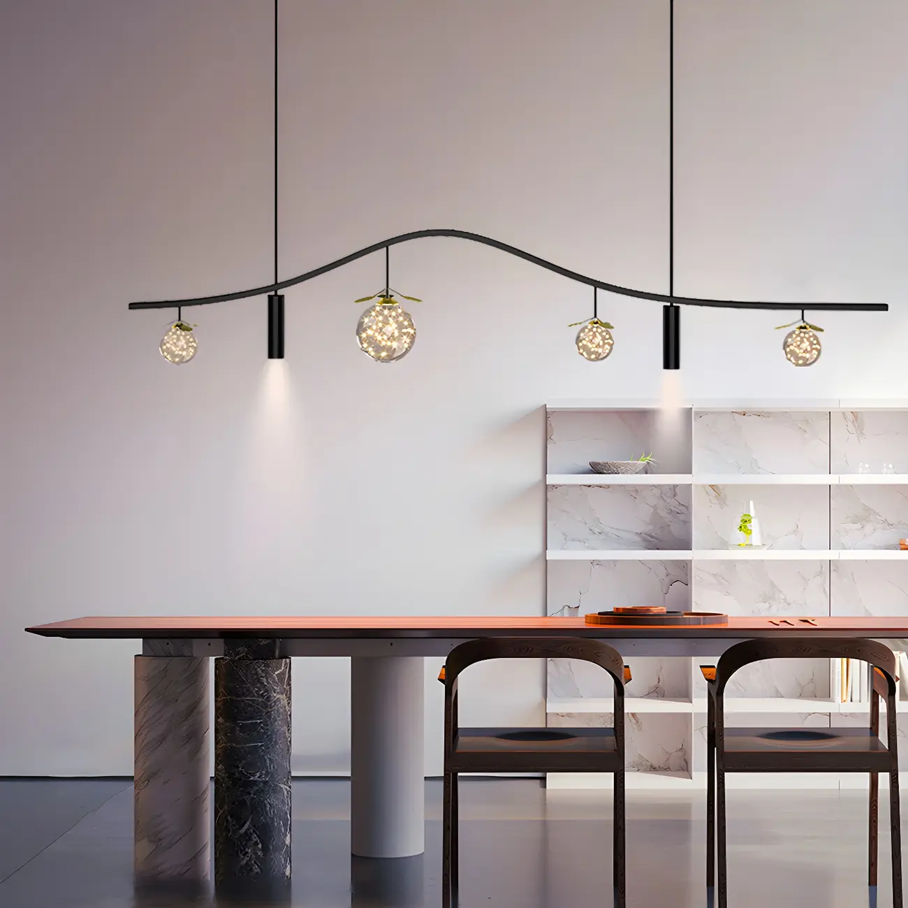 6-Light Modern Sleek Globe Island Chandelier Image - 14 | homeyfad