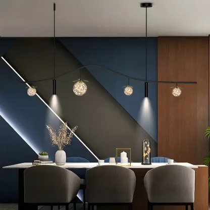 6-Light Modern Sleek Globe Island Chandelier Image - 15