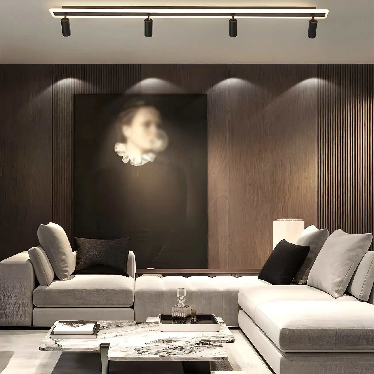 Modern LED Semi Flush Ceiling Light for Clothing Store Image - 2