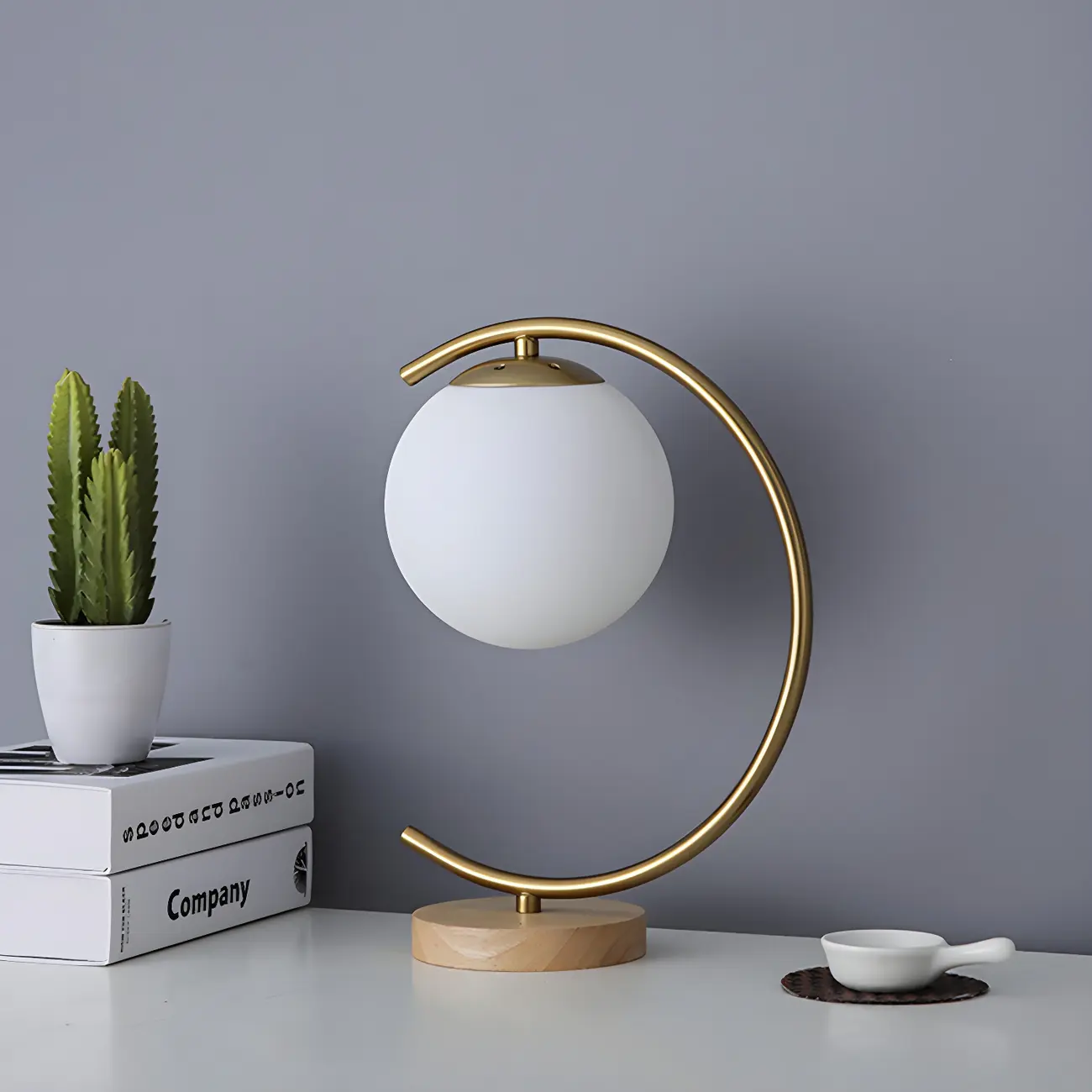 Gold Simple Glass Globe Arc Table Lamp Image - 13 | homeyfad
