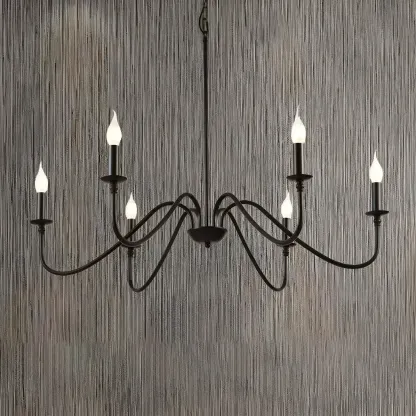 Industrial 6-Light Metal Vintage Candelabra Chandelier Image - 5