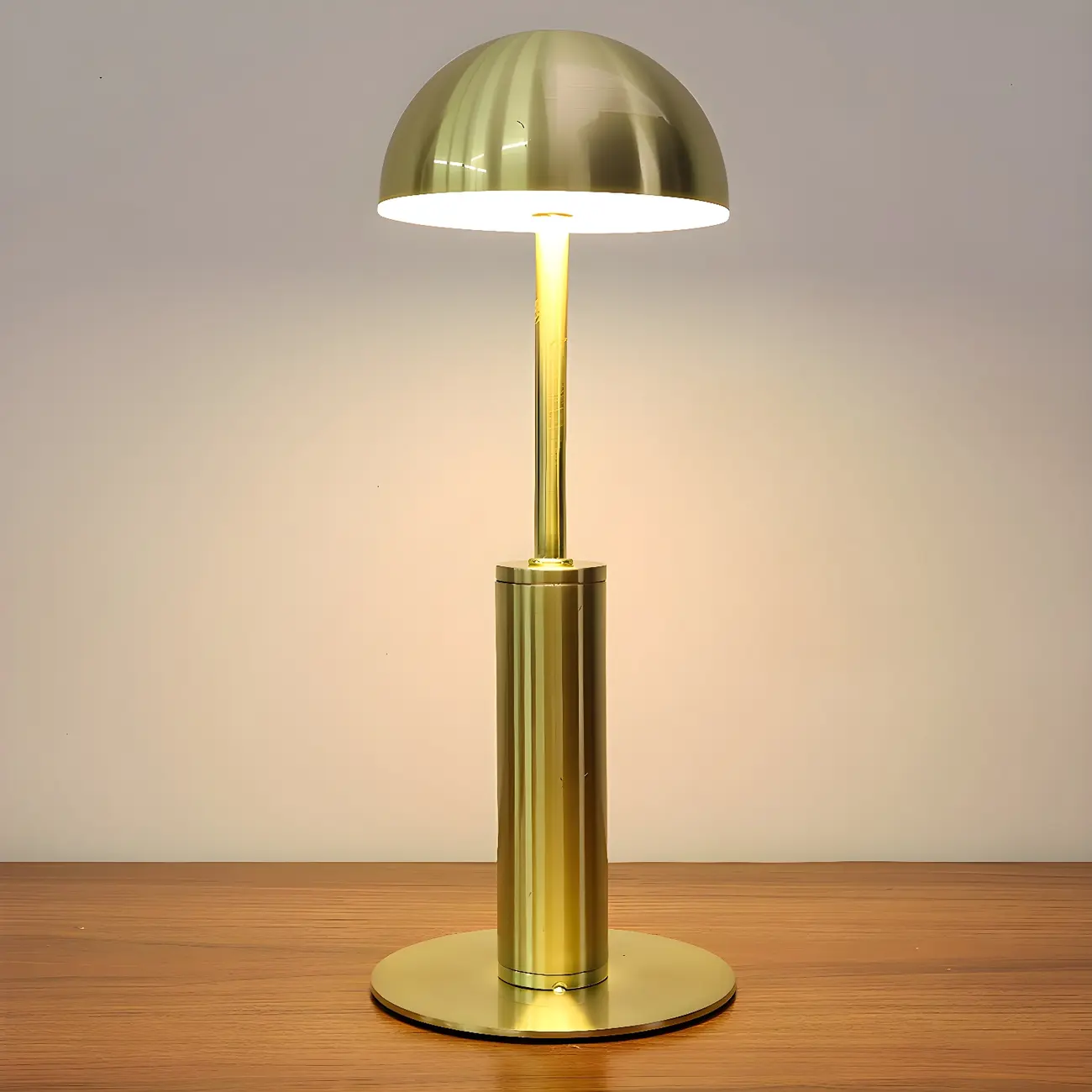 Elegant Gold Metal LED Dome Shade Cordless Table Lamp Image - 1 | homeyfad