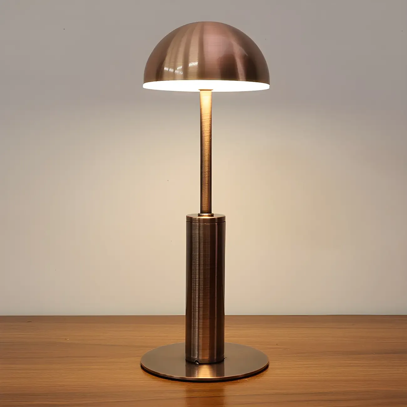 Elegant Gold Metal LED Dome Shade Cordless Table Lamp Image - 2