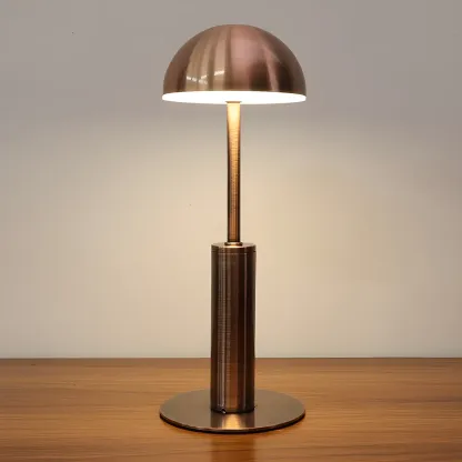 Elegant Gold Metal LED Dome Shade Cordless Table Lamp Image - 2