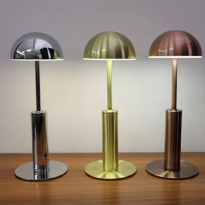 Elegant Gold Metal LED Dome Shade Cordless Table Lamp Image - 3