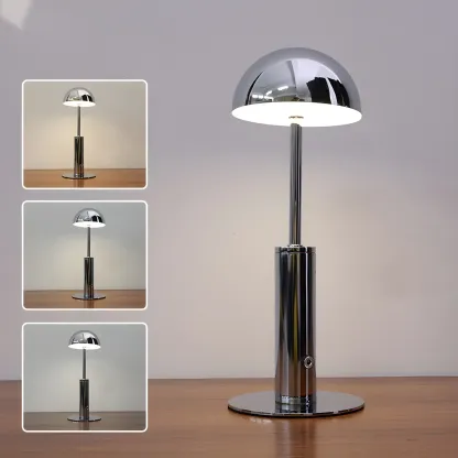 Elegant Gold Metal LED Dome Shade Cordless Table Lamp Image - 4