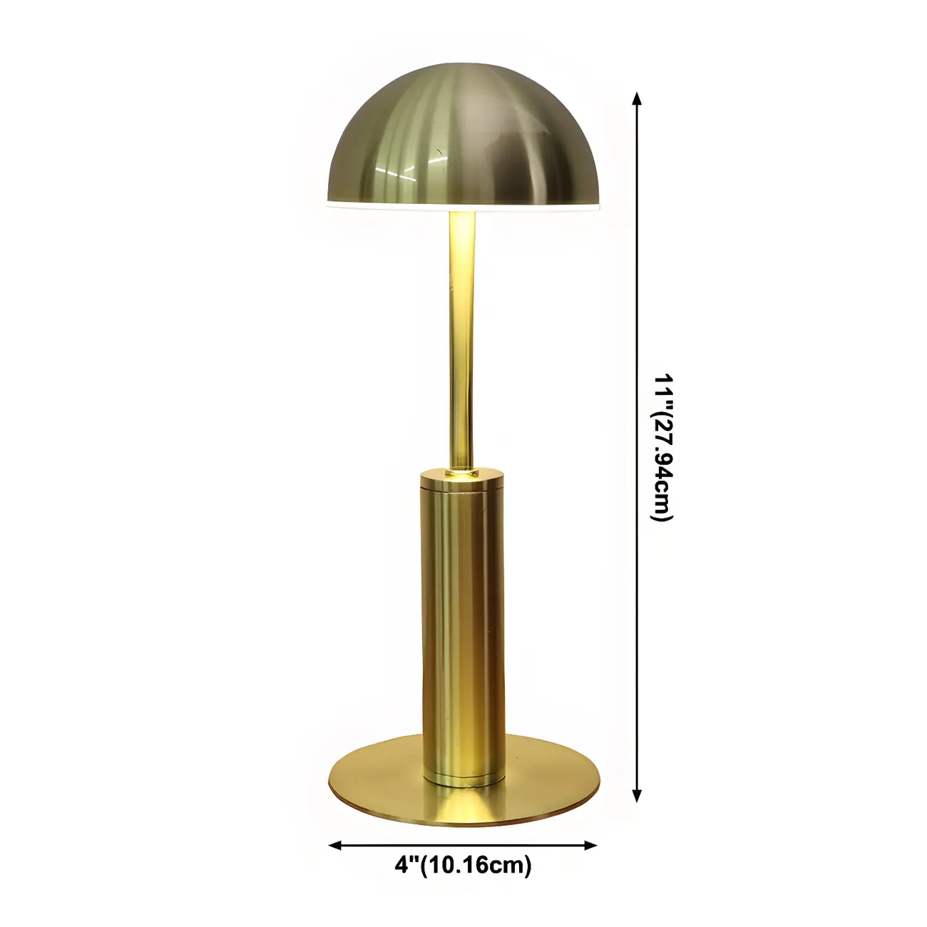 Elegant Gold Metal LED Dome Shade Cordless Table Lamp Image - 8 | homeyfad