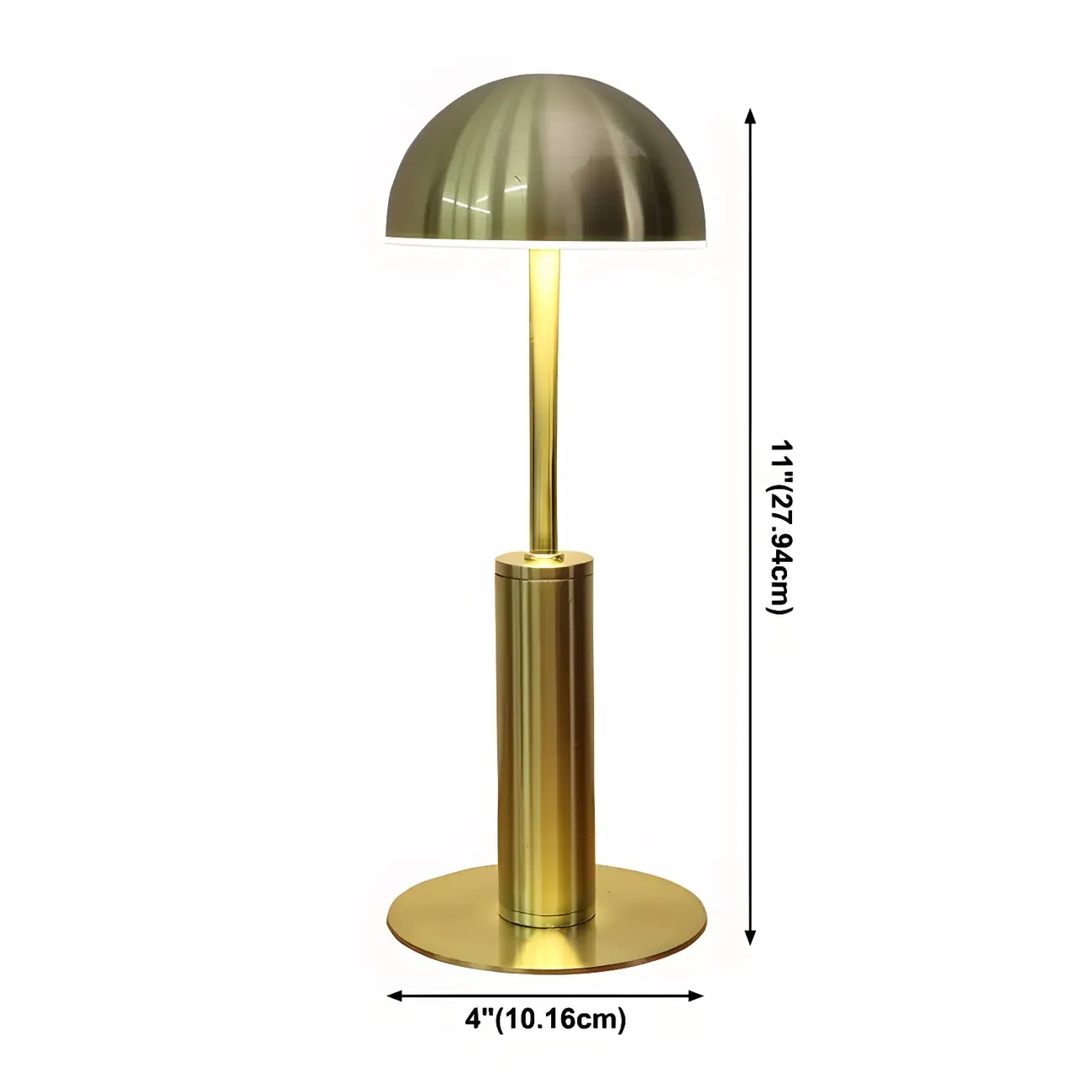 Elegant Gold Metal LED Dome Shade Cordless Table Lamp Image - 8