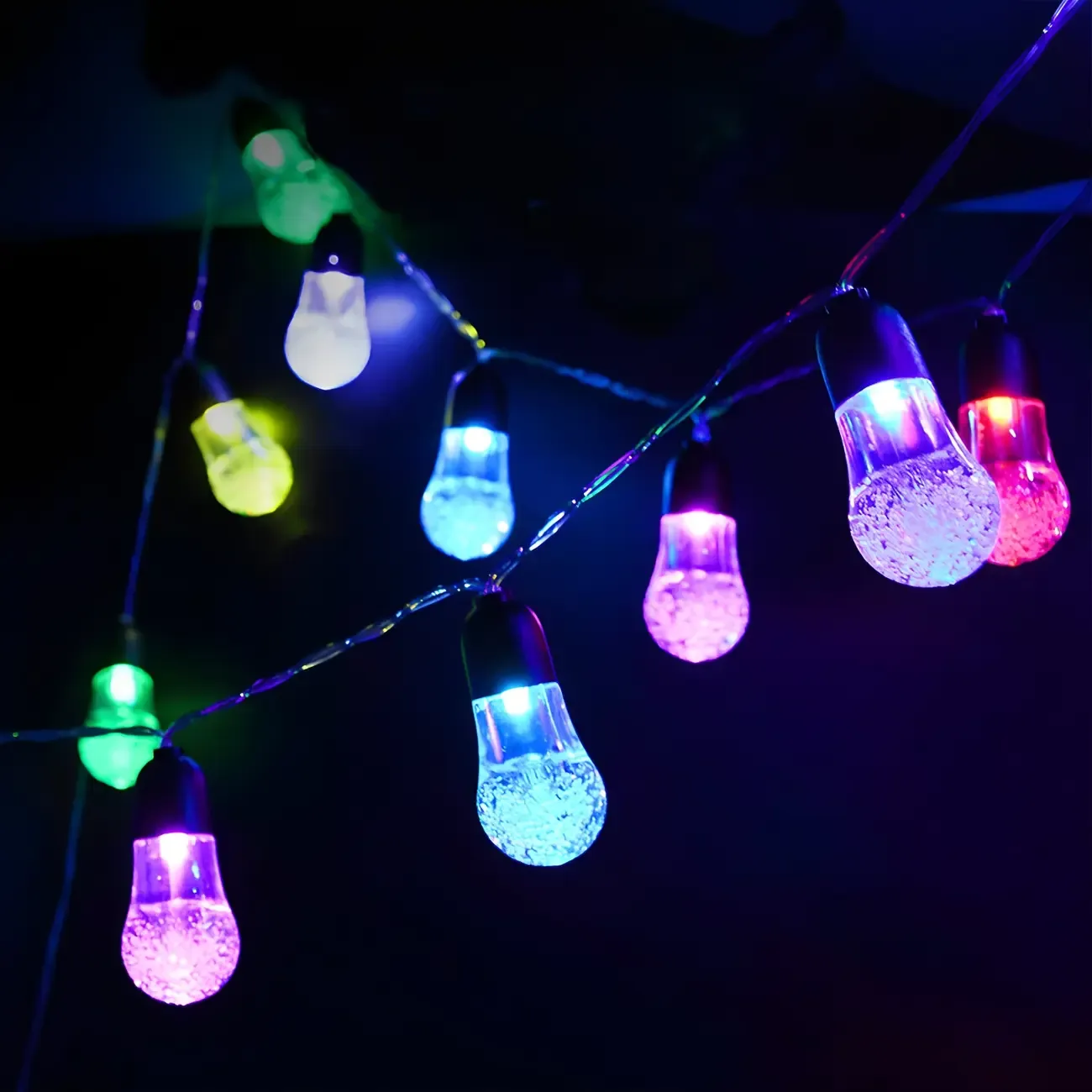 Solar Colorful Outdoor Waterproof LED Bulb String Light Image - 2