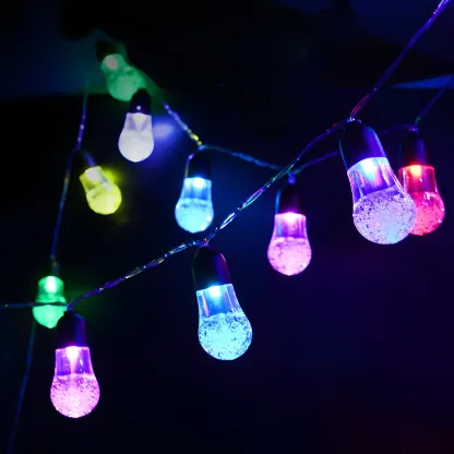 Solar Colorful Outdoor Waterproof LED Bulb String Light Image - 2