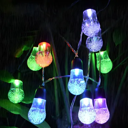 Solar Colorful Outdoor Waterproof LED Bulb String Light Image - 8