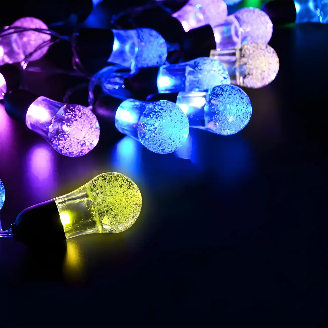Solar Colorful Outdoor Waterproof LED Bulb String Light Image - 9