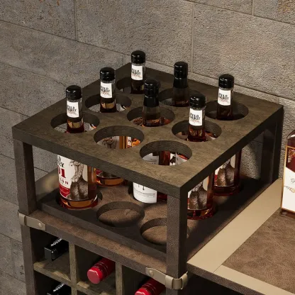 Industrial Wall Mounted Bar Counter with Wine Rack Image - 4