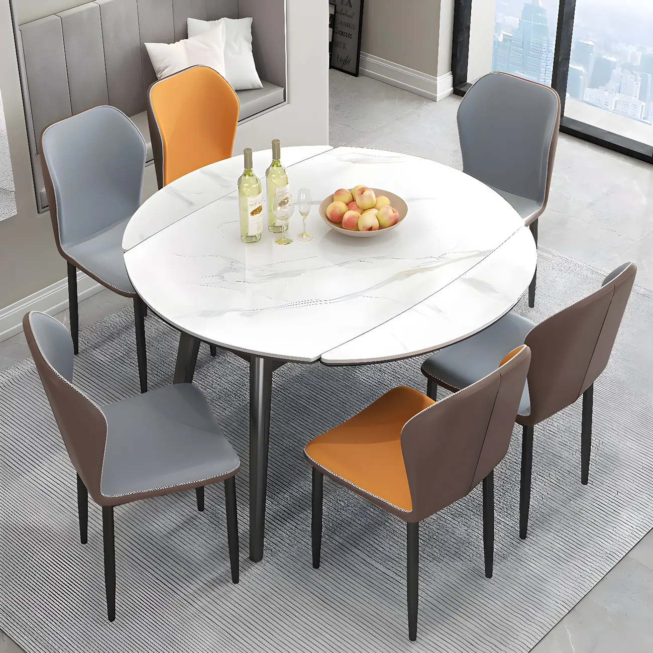 Modern White Marble Extendable Dining Table Image - 1 | homeyfad