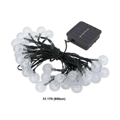 Solar Black Cord Globe Bulb Waterproof String Light Image - 8