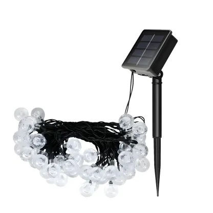 Solar Black Cord Globe Bulb Waterproof String Light Image - 9