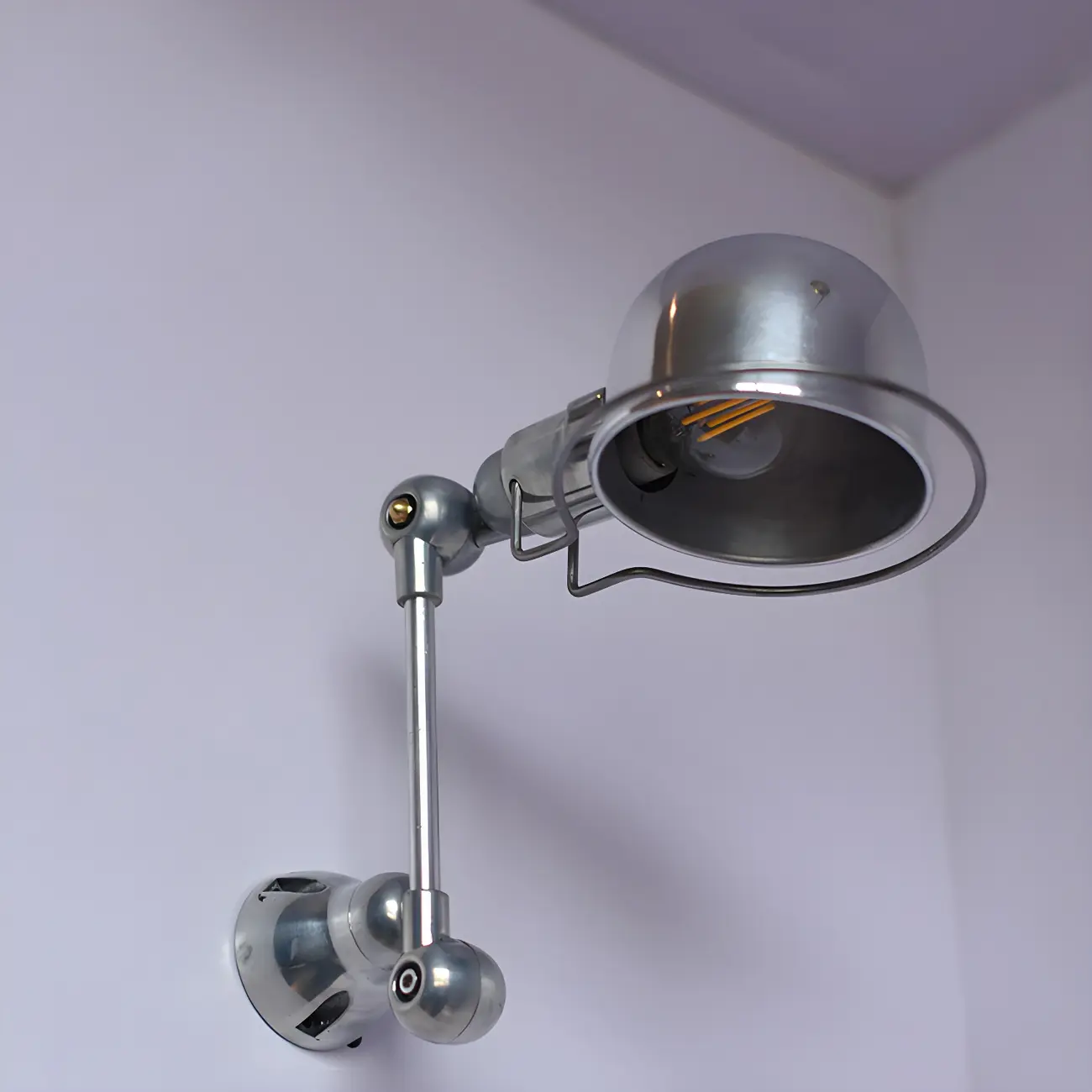 Industrial Metal Silver Glossy Mini Swing Arm Wall Light Image - 7 | homeyfad
