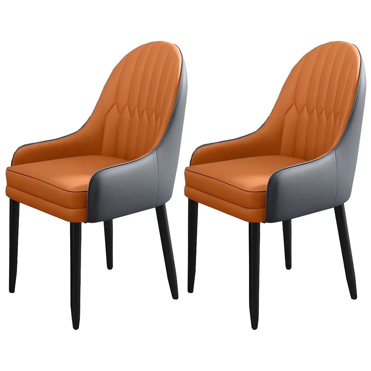Modern Leather Upholstered Dining Chair with Arms Image - 10 | homeyfad