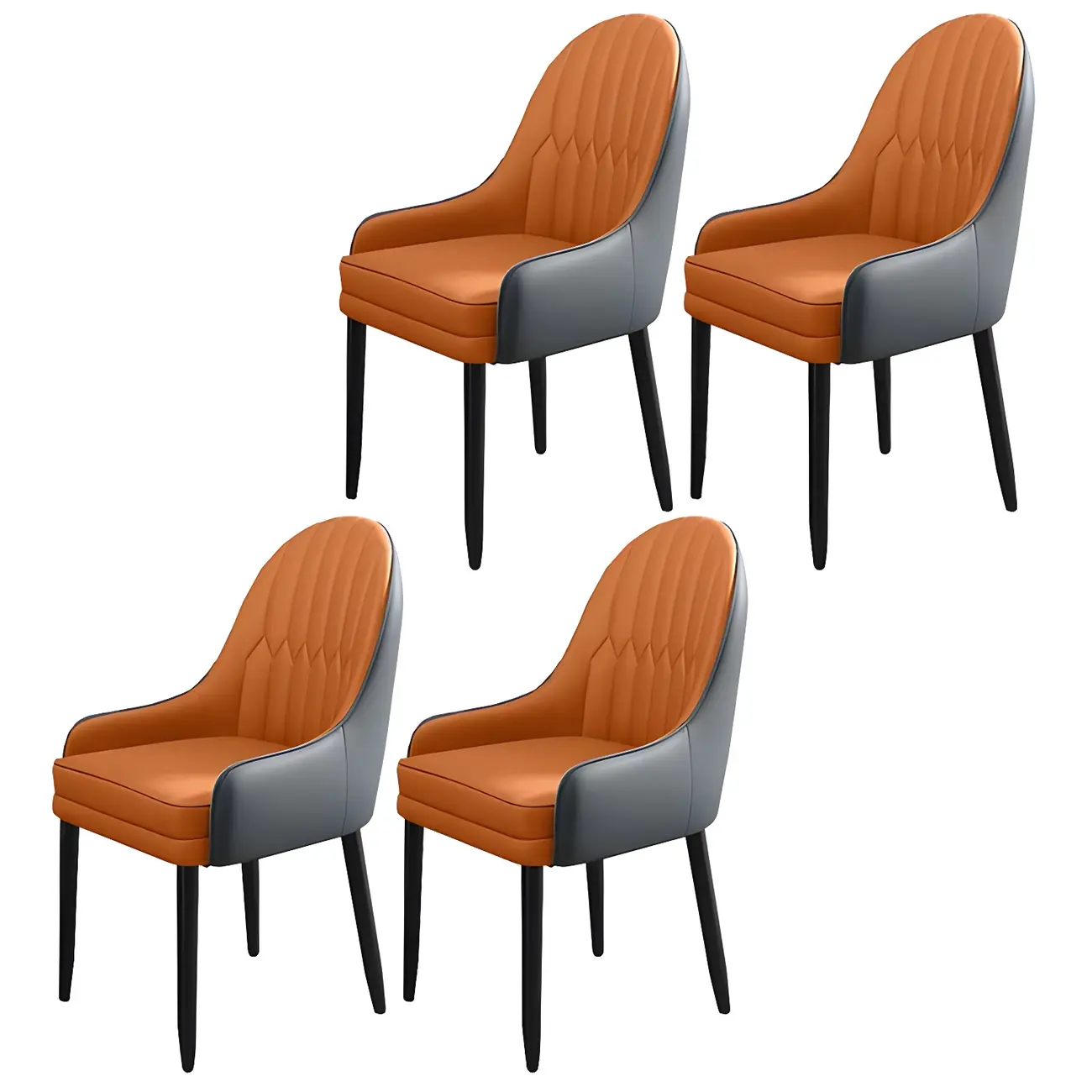 Modern Leather Upholstered Dining Chair with Arms Image - 11 | homeyfad