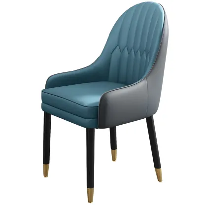 Modern Leather Upholstered Dining Chair with Arms Image - 12
