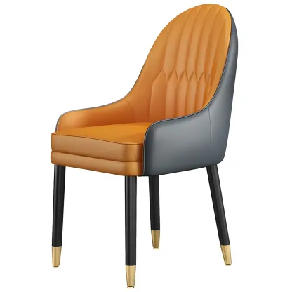 Modern Leather Upholstered Dining Chair with Arms Image - 13