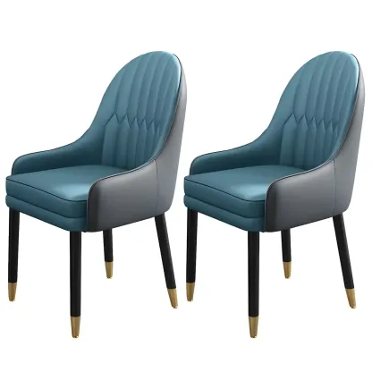 Modern Leather Upholstered Dining Chair with Arms Image - 14