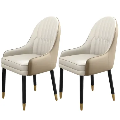 Modern Leather Upholstered Dining Chair with Arms Image - 17