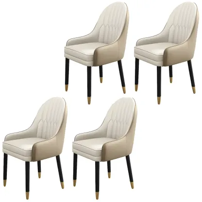 Modern Leather Upholstered Dining Chair with Arms Image - 18