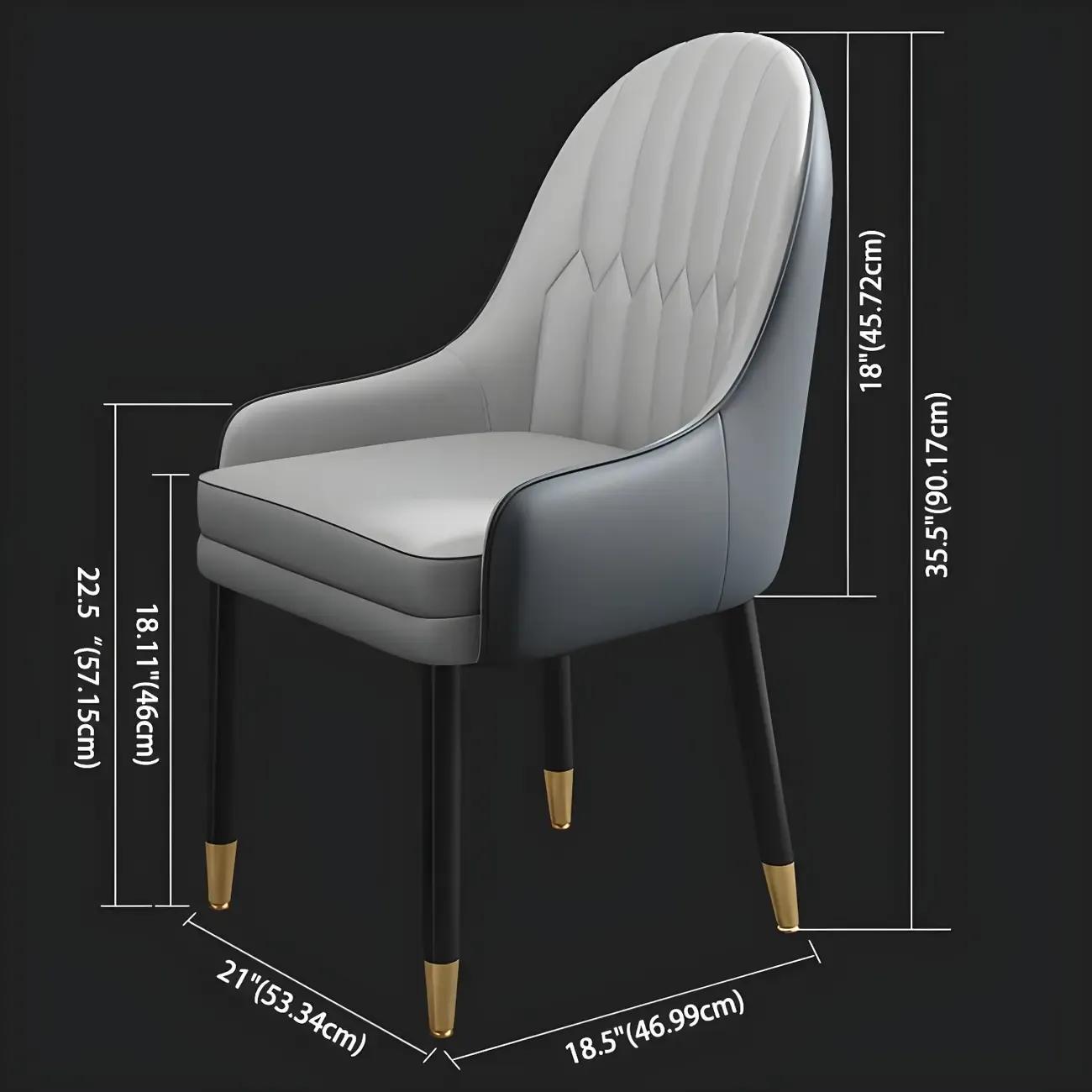 Modern Leather Upholstered Dining Chair with Arms Image - 20