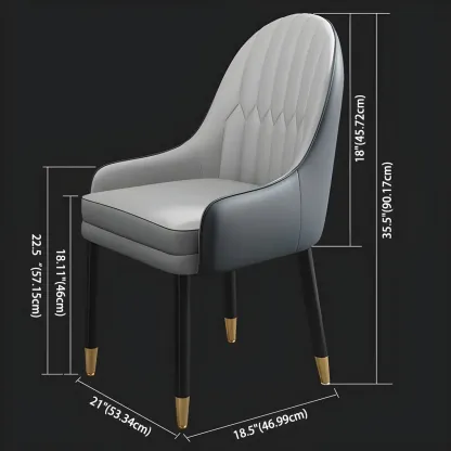 Modern Leather Upholstered Dining Chair with Arms Image - 20