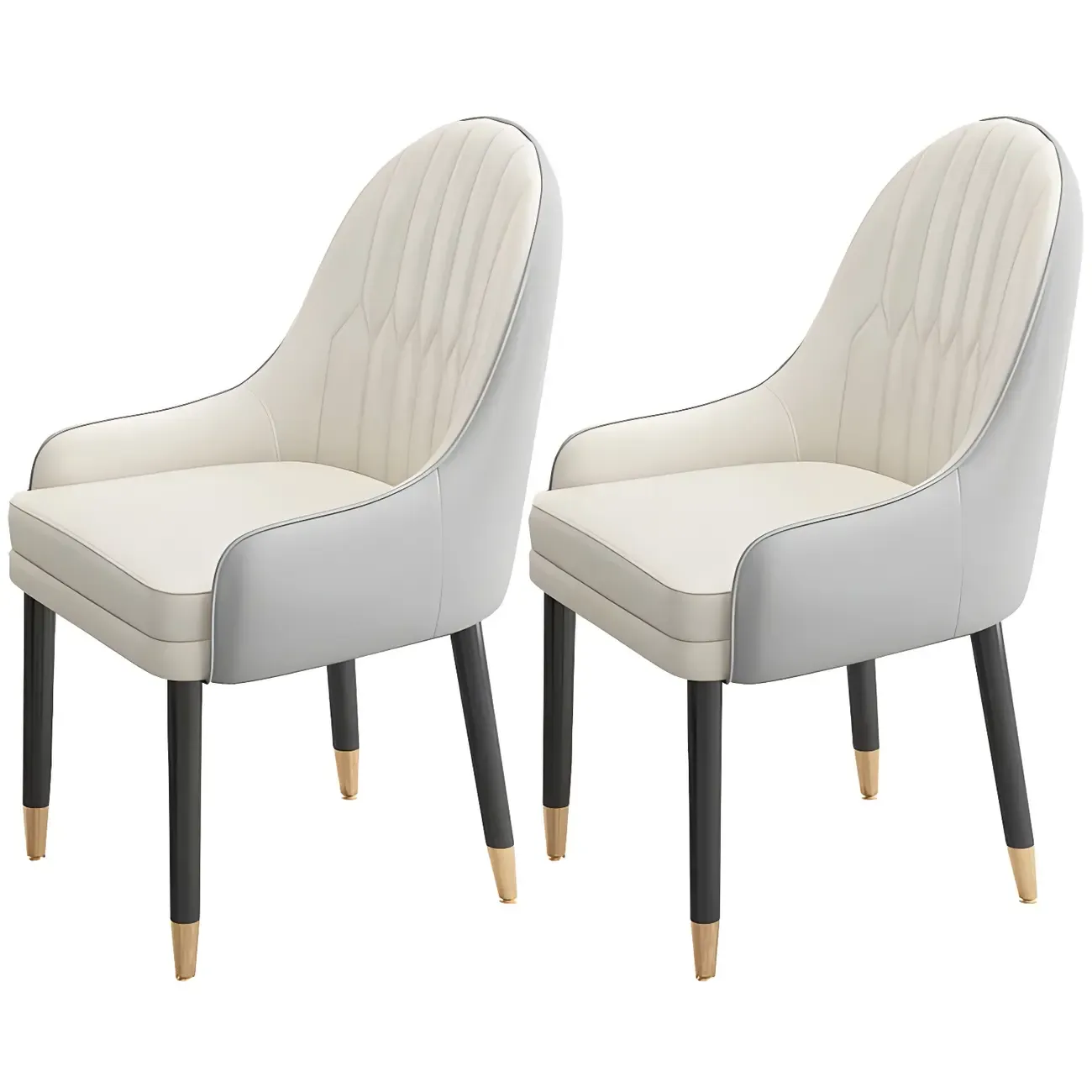 Modern Leather Upholstered Dining Chair with Arms Image - 21