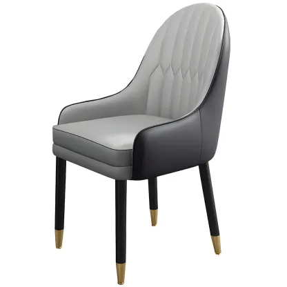 Modern Leather Upholstered Dining Chair with Arms Image - 25