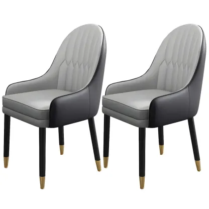 Modern Leather Upholstered Dining Chair with Arms Image - 26