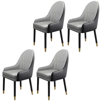 Modern Leather Upholstered Dining Chair with Arms Image - 27