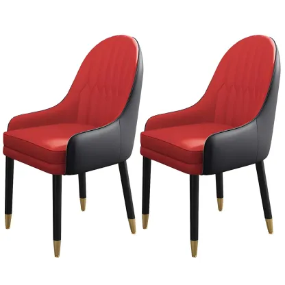 Modern Leather Upholstered Dining Chair with Arms Image - 29