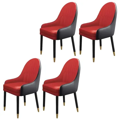 Modern Leather Upholstered Dining Chair with Arms Image - 30
