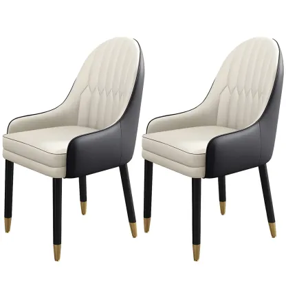 Modern Leather Upholstered Dining Chair with Arms Image - 32