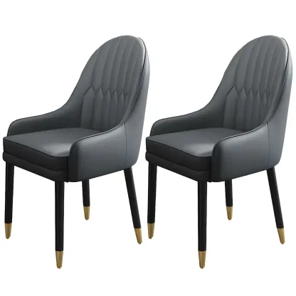 Modern Leather Upholstered Dining Chair with Arms Image - 38