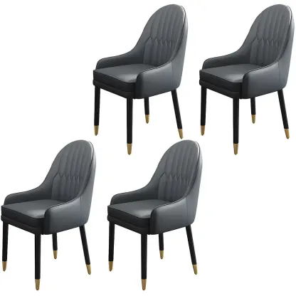 Modern Leather Upholstered Dining Chair with Arms Image - 39