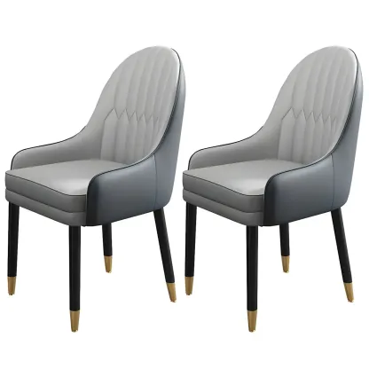 Modern Leather Upholstered Dining Chair with Arms Image - 41